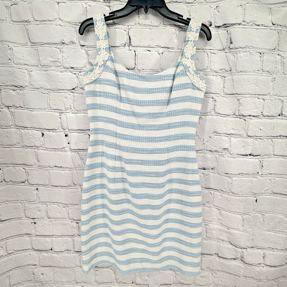 Lilly Pulitzer Dress Size 6 Nienie Blue White Metallic Tweed Sleeveless Classic